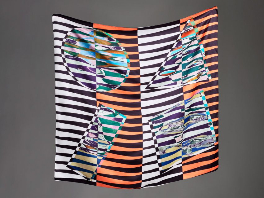 A geometric silk scarf