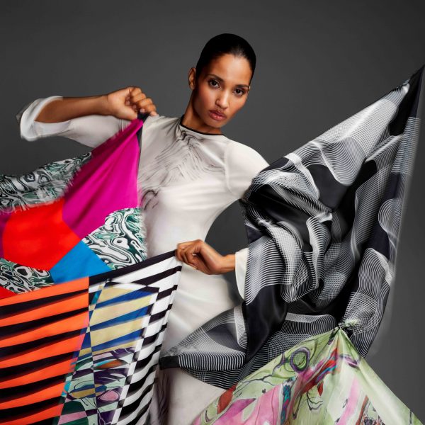 Model with scarves