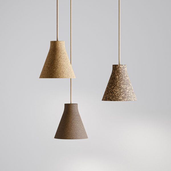 Cork gives texture to Samuel Wilkinson's Corka pendants for Zero