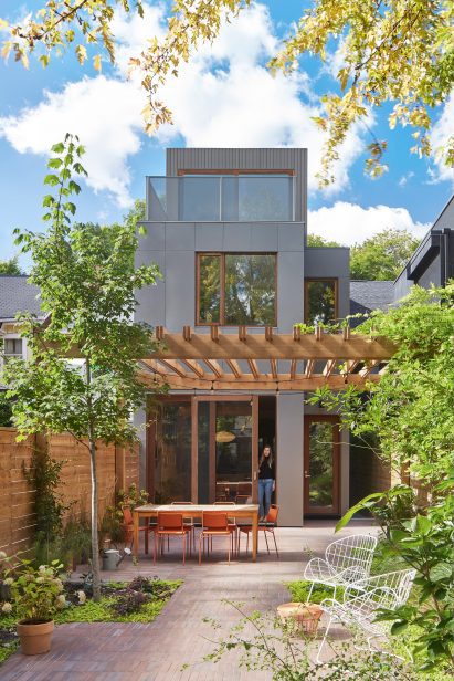 Contemporary extension to a Victorian home, seen from the rear