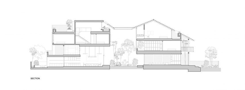 Section of Oku House by Freight Architects