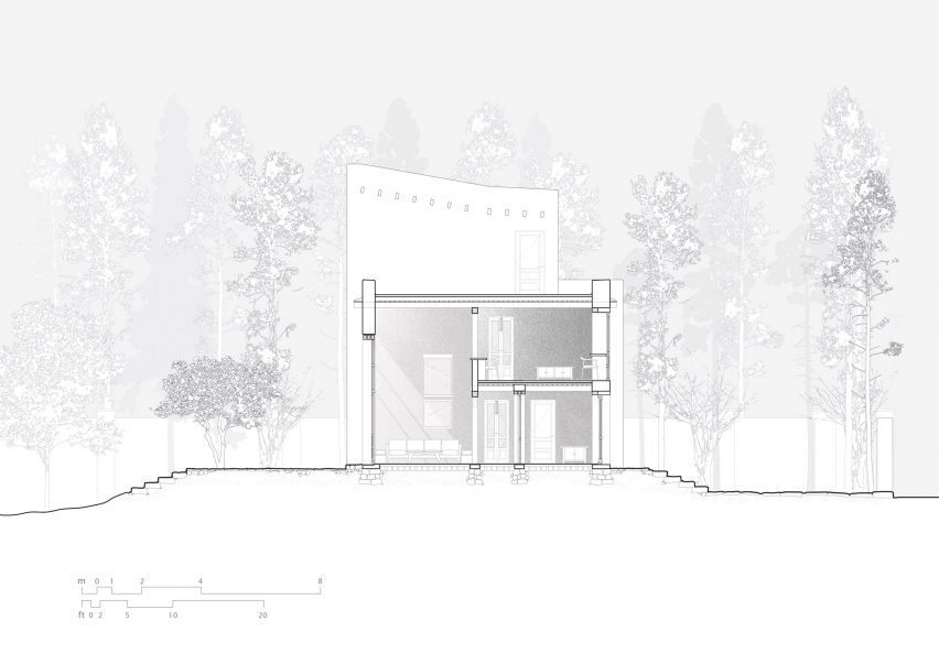 Section of Gulzar's Residence by Field Architects
