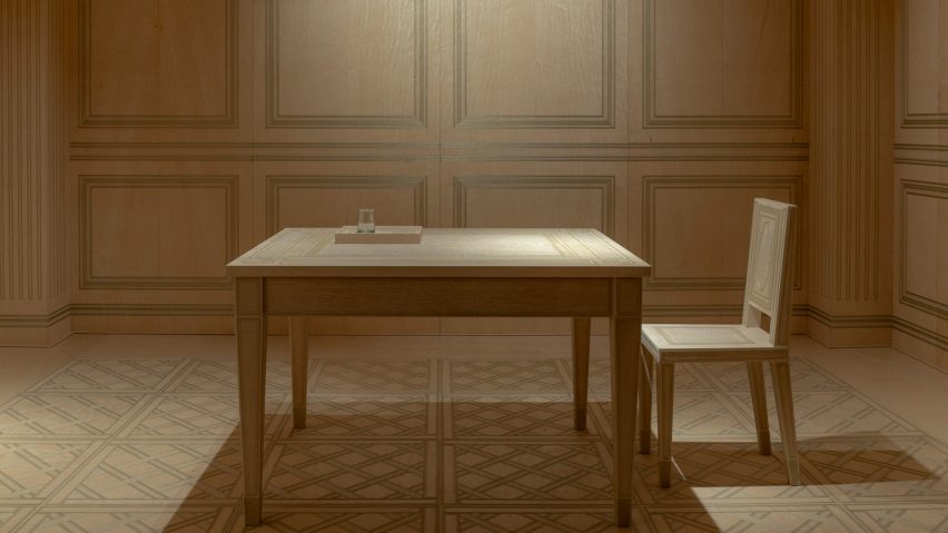 Nullus Locus embroidered wood installation by Locatelli Partners and Fabio Zambernardi