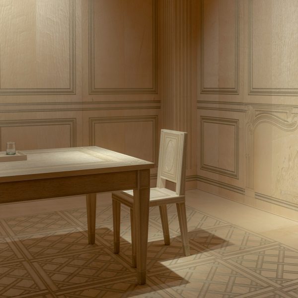 Nullus Locus embroidered wood installation by Locatelli Partners and Fabio Zambernardi