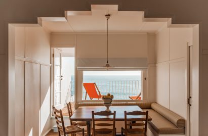 Room looking out to the ocean through large window