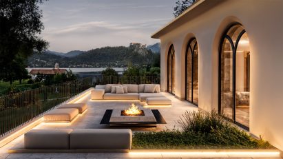 Visualisation of a patio outside a home