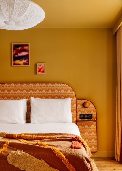 Bedroom with orange walls