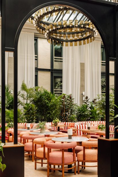 restaurant area with plants