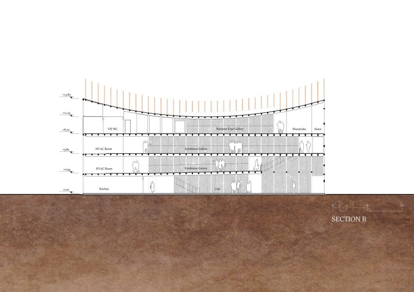 Section of Bahrain National Pavilion by Lina Ghotmeh