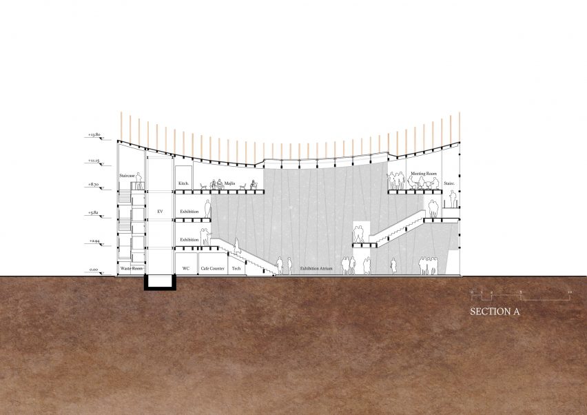 Section of Bahrain National Pavilion by Lina Ghotmeh