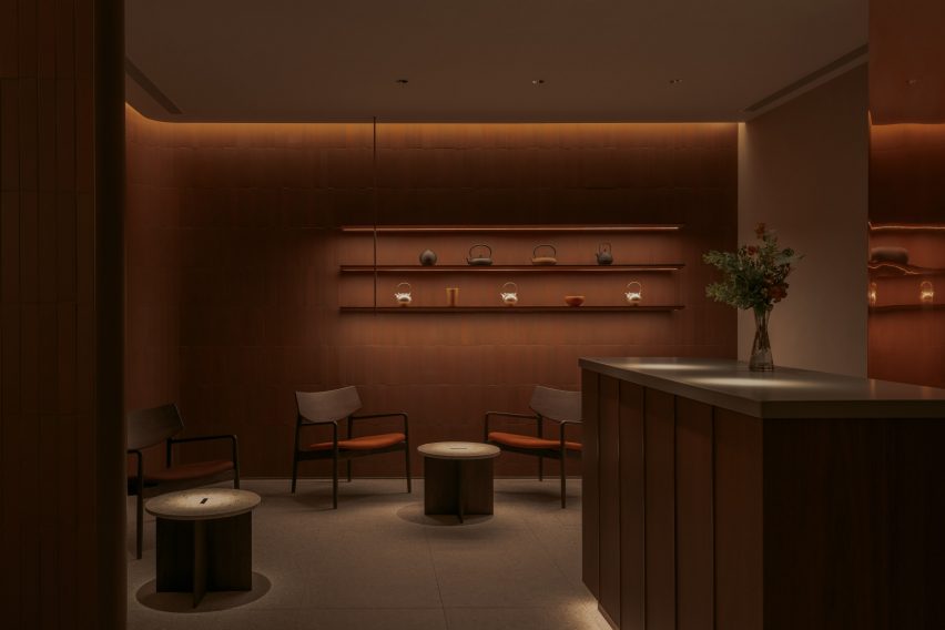 Brick-clad entrance area in Taipei restaurant