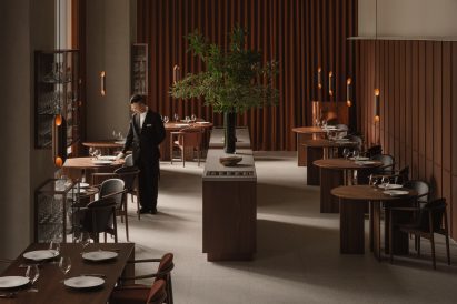Waiter in dining room in Taipei