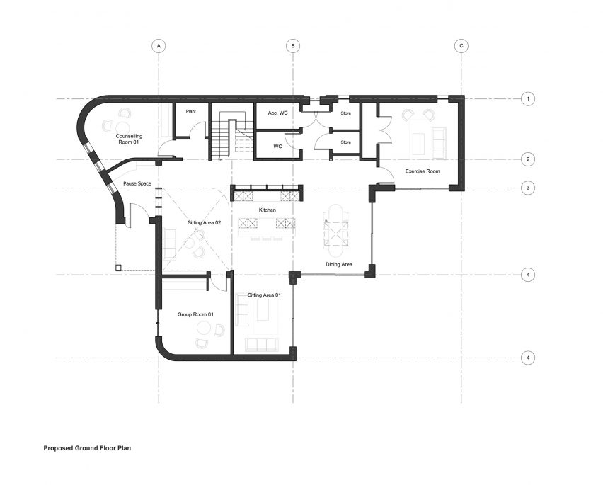 Ground floor plan of Maggie's Liverpool by HB Architects