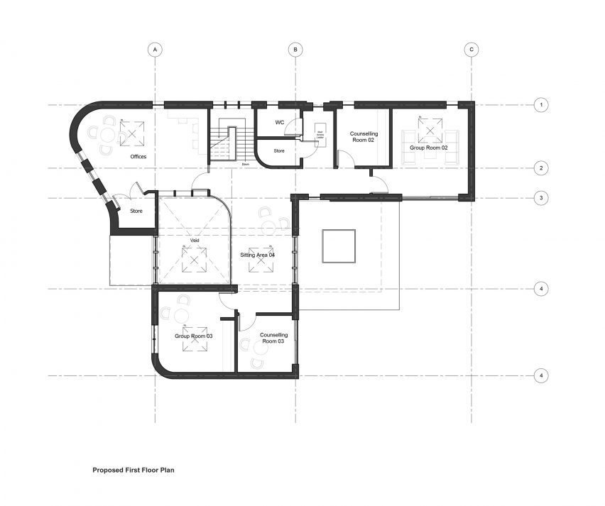 First floor plan of Maggie's Liverpool by HB Architects