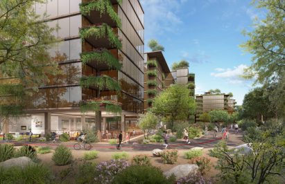 Buildings with greenery on the balaconies
