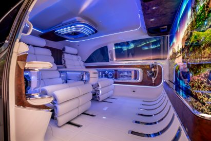 Interior of luxury van by Mercedes-Benz