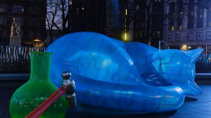 Sleeping inflatable cat