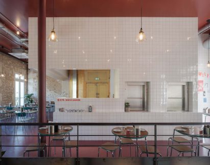 Seating area of restaurant in Marseille by Neri&Hu