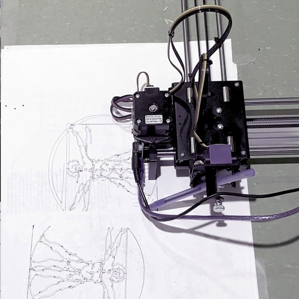 a photograph of a printing machine in tones of black and white