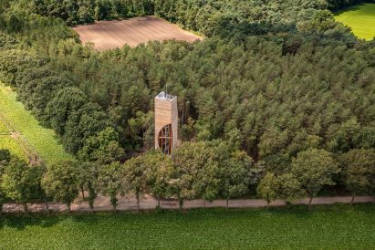 Overhead view of Watchtower Einderheide in south Holland 