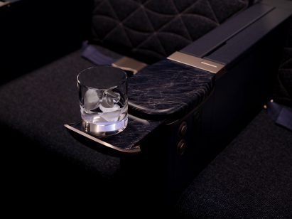 Cup holder in airplane cabin interior by PriestmanGoode