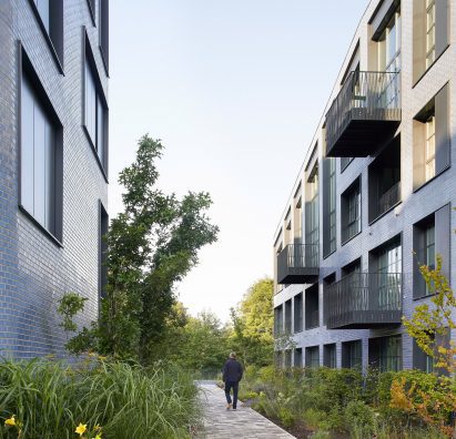 Courtyard between residential buildings