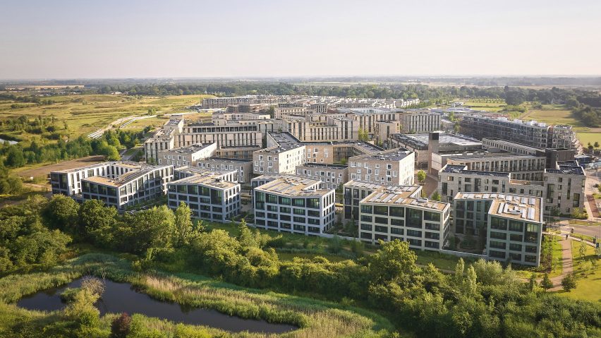 Aerial view of Rubicon housing by Alison Brooks Architects