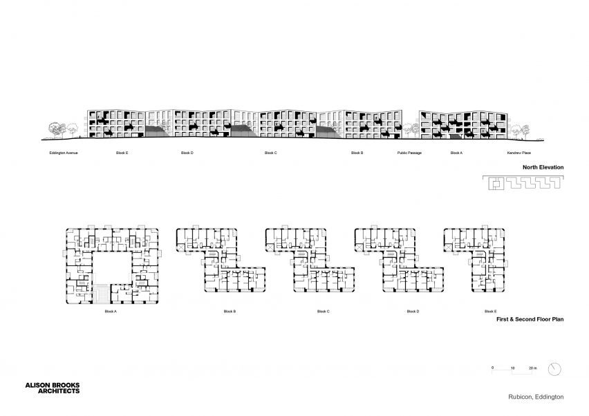 Plans of Rubicon housing by Alison Brooks Architects