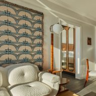 Sofa and wall hanging