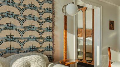 Sofa and wall hanging