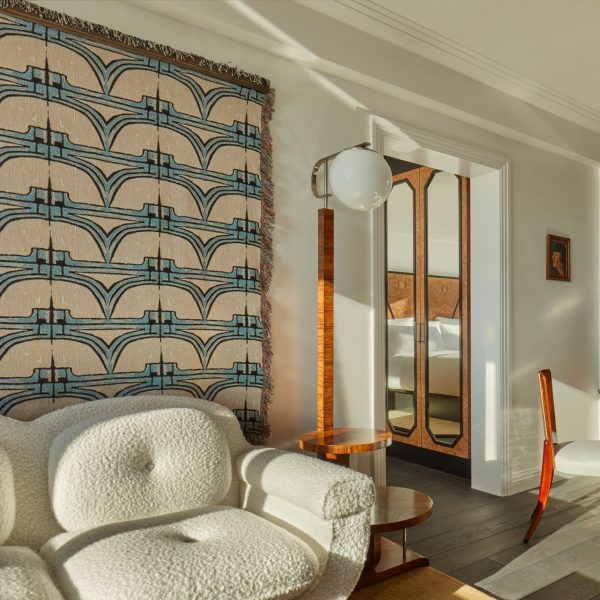 Sofa and wall hanging