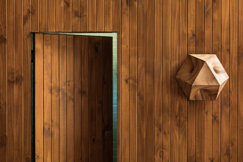 Wood-panelled 1970s-style interior