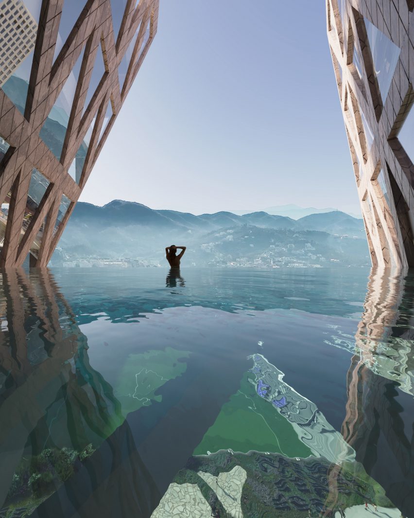 Swimming pool at the Selman Stërmasi Stadium development in Tirana by OMA