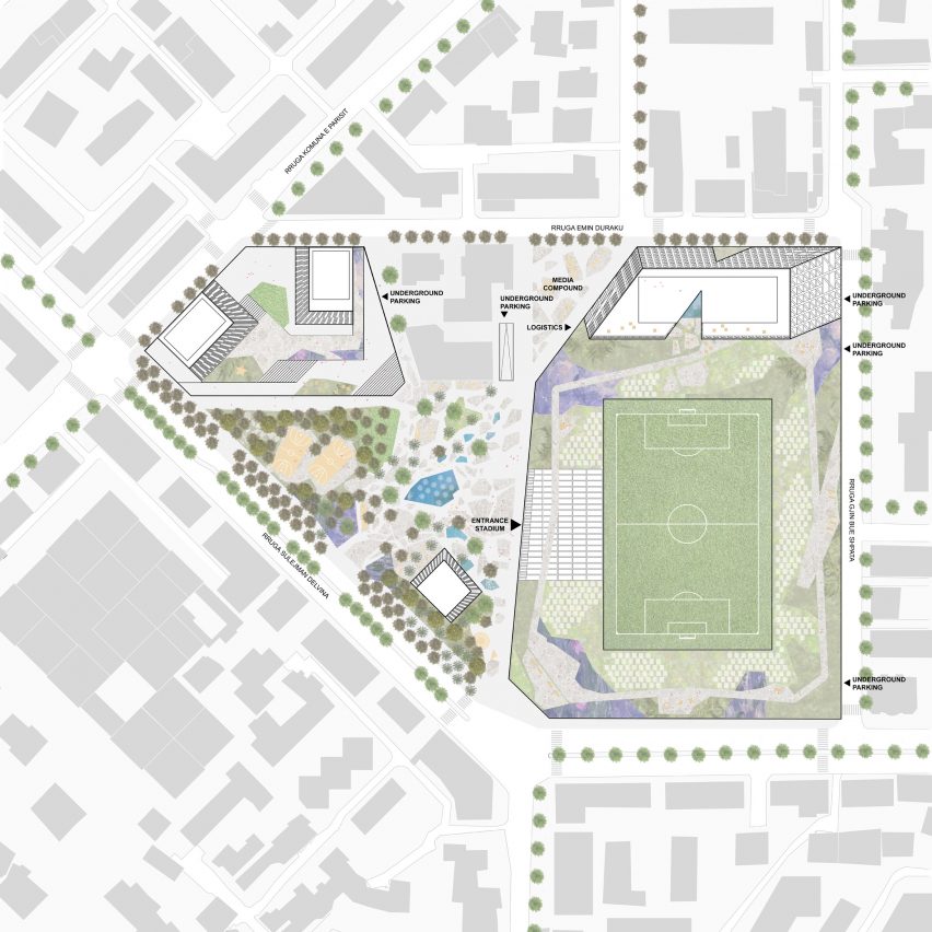 Plan of the Selman Stermasi Stadium by OMA