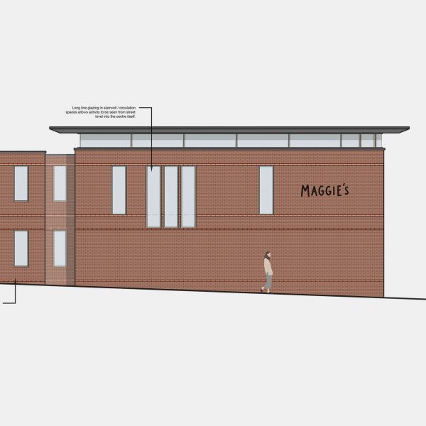 Elevation drawing of Maggie's Liverpool by HB Architects