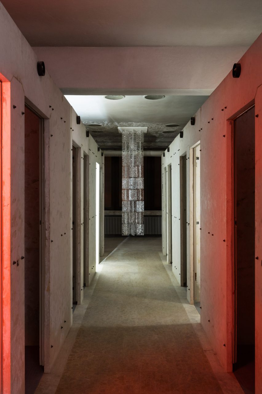 Hallway of showers