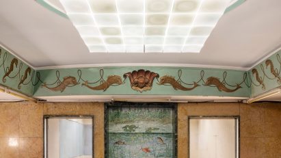 Glass in basement lobby
