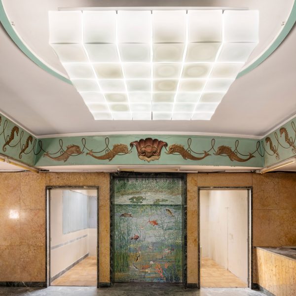 Glass in basement lobby