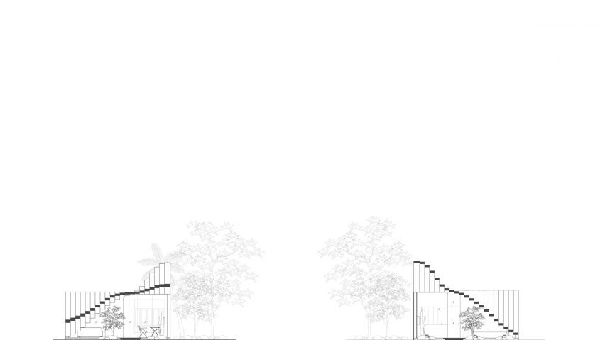 Section of Vaazh House in India by VY Architecture Studio