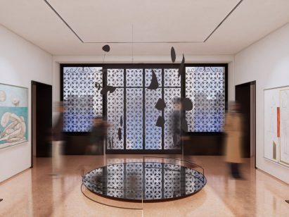 a visualisation of the interior of an art gallery