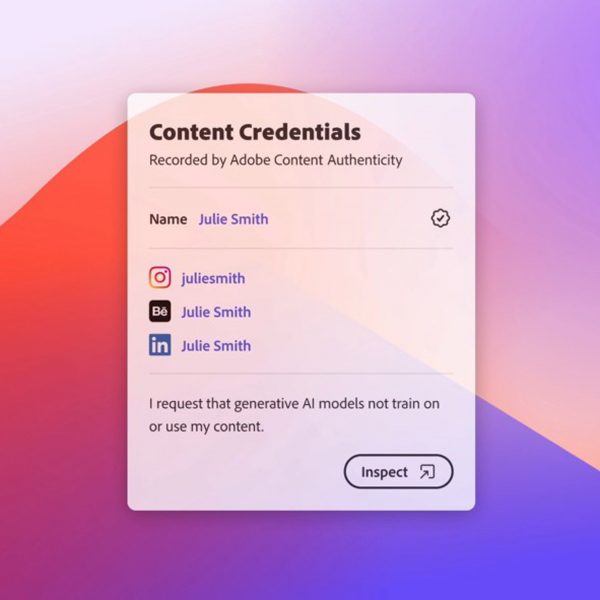 Screenshot of Adobe Content Authenticity app