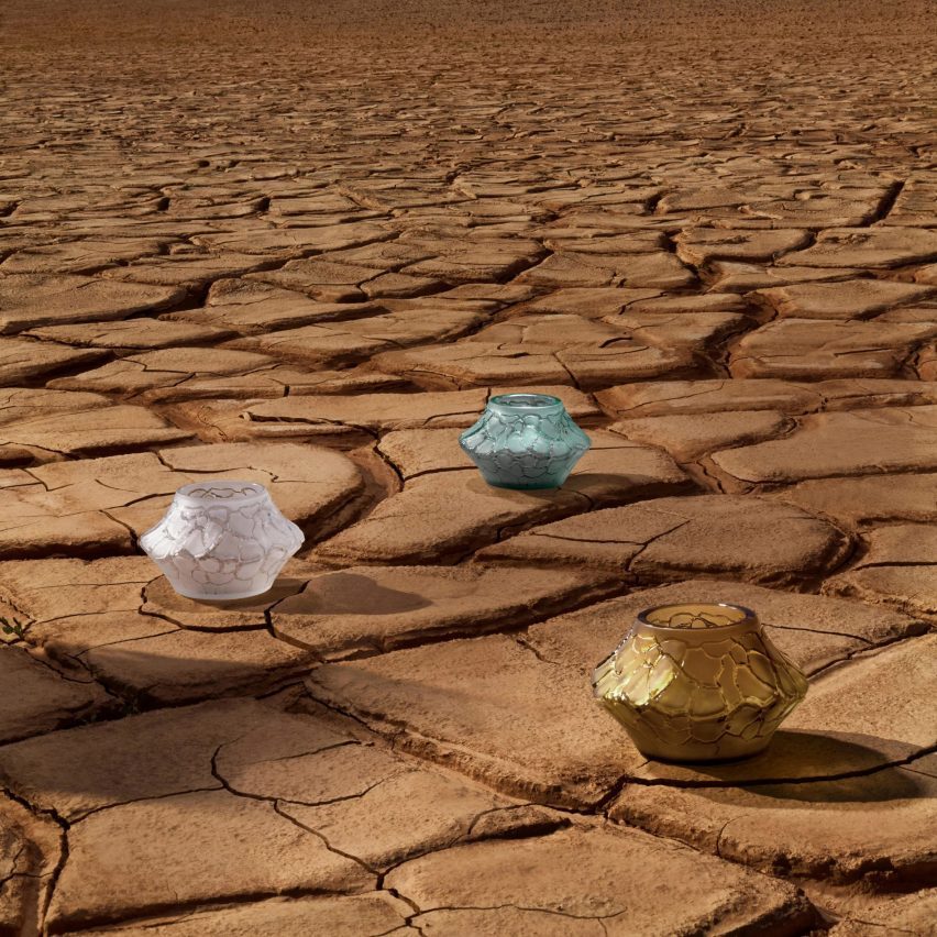 Pots placed on a cracked earth surface