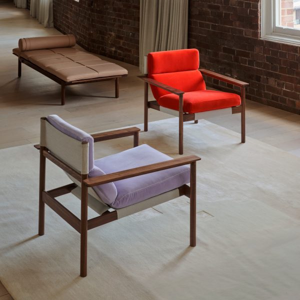 Photo of fabric and wooden chairs by Nau