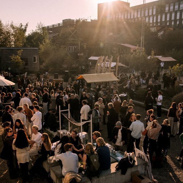 Photo of people in a courtyard