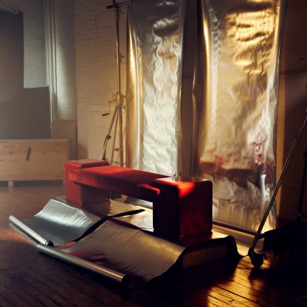 Photo of red bench by Slash Objects in a studio setting