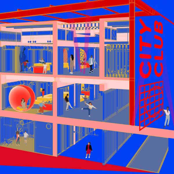 Colourful illustration of a club
