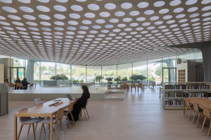 Perforated roof above office space