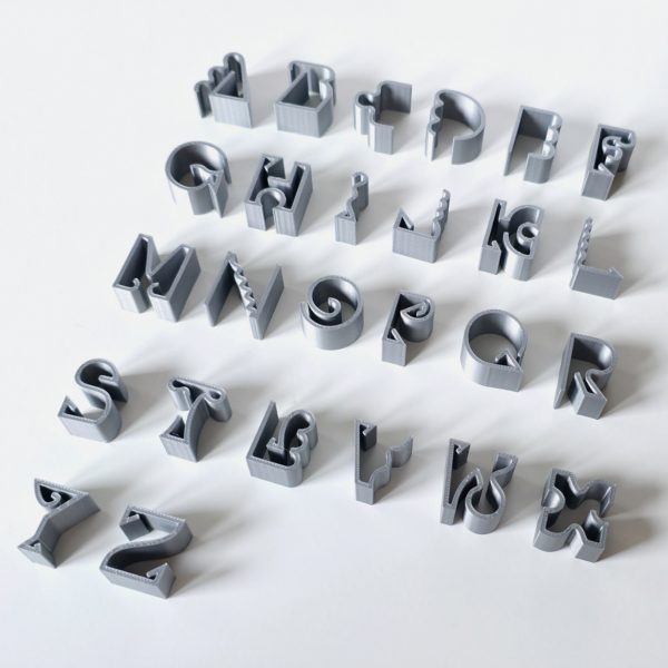 a photograph of an alphabet of metal letters