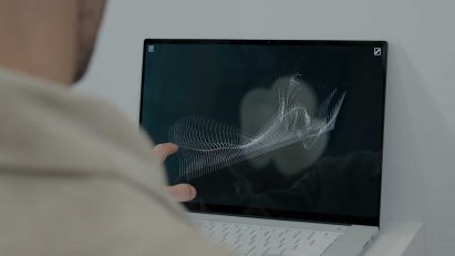 AI rendering on laptop screen