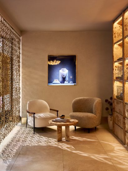 Entrance of Azza Fahmy boutique in London's Burlington Arcade